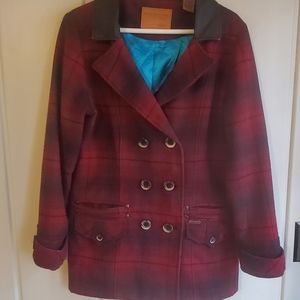 OFFER $14,Powder River Outfitters women's wool and leather coat
